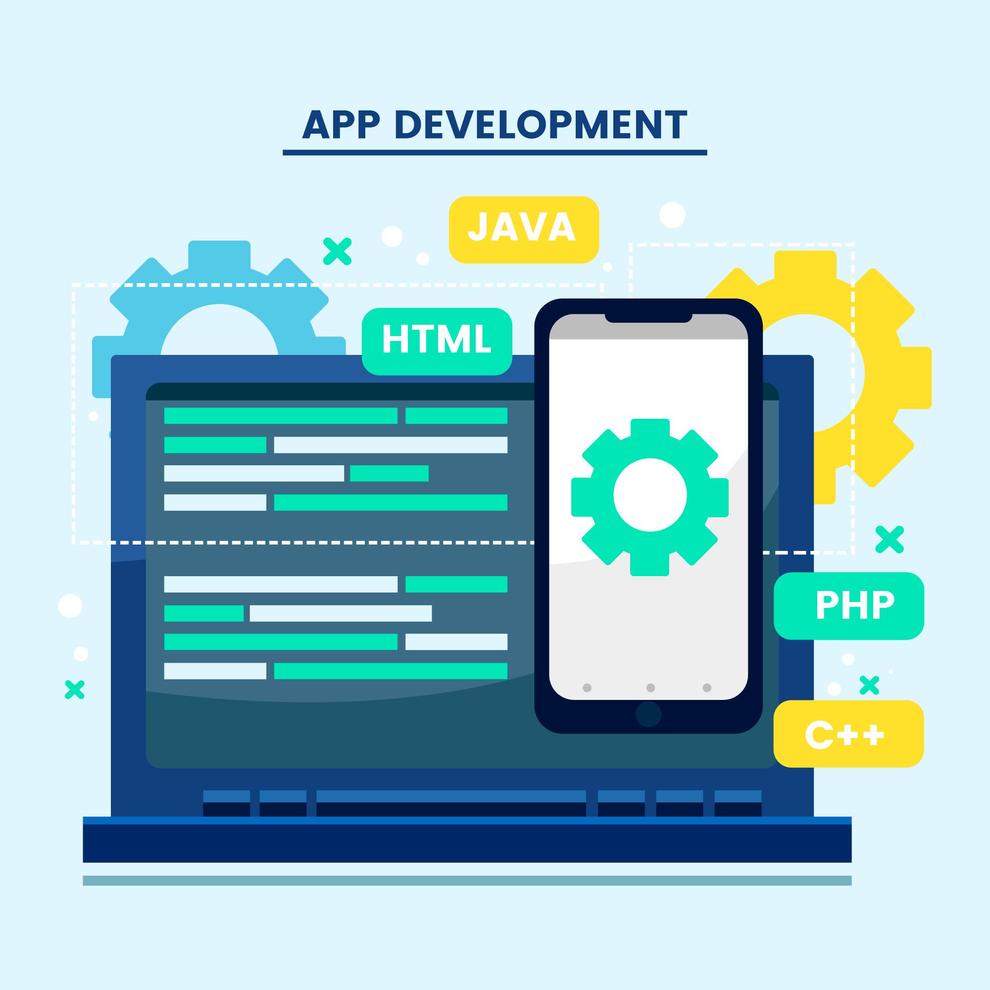 App development with JAVA, HTML, PHP, and C++.