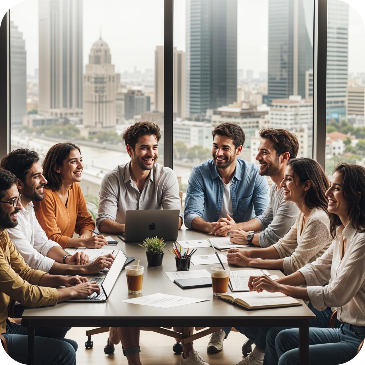 Group of people interacting with each other.