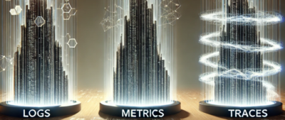 Three pillars of LOGS, METRICS and TRACES.